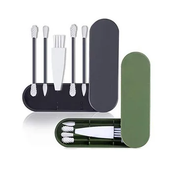 

4PCS Reusable Cotton Swabs Double-headed Silicone Swabs Sticks with Cleaning Brush Storage Box for Ear Makeup Cosmetics Cleaning