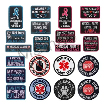 

Embroidered patches Green Blue Pink Service Dog ceo-friendly handmade 3D hook and loop patch jacket patch