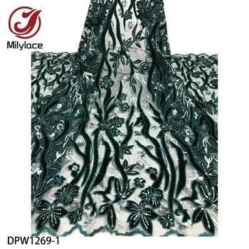 

African Velvet Lace Fabric 2019 High Quality French Tulle Lace Fabric Embroidery Lace Fabric for Women Dress DPW1269