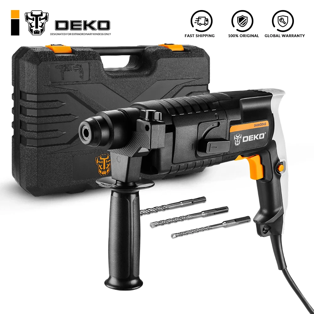DEKO DKRH20H3 Multifunctional Rotary Hammer with BMC&3pcs Accessories Electric Demolition Hammer Impact Drill Punch Power Tools