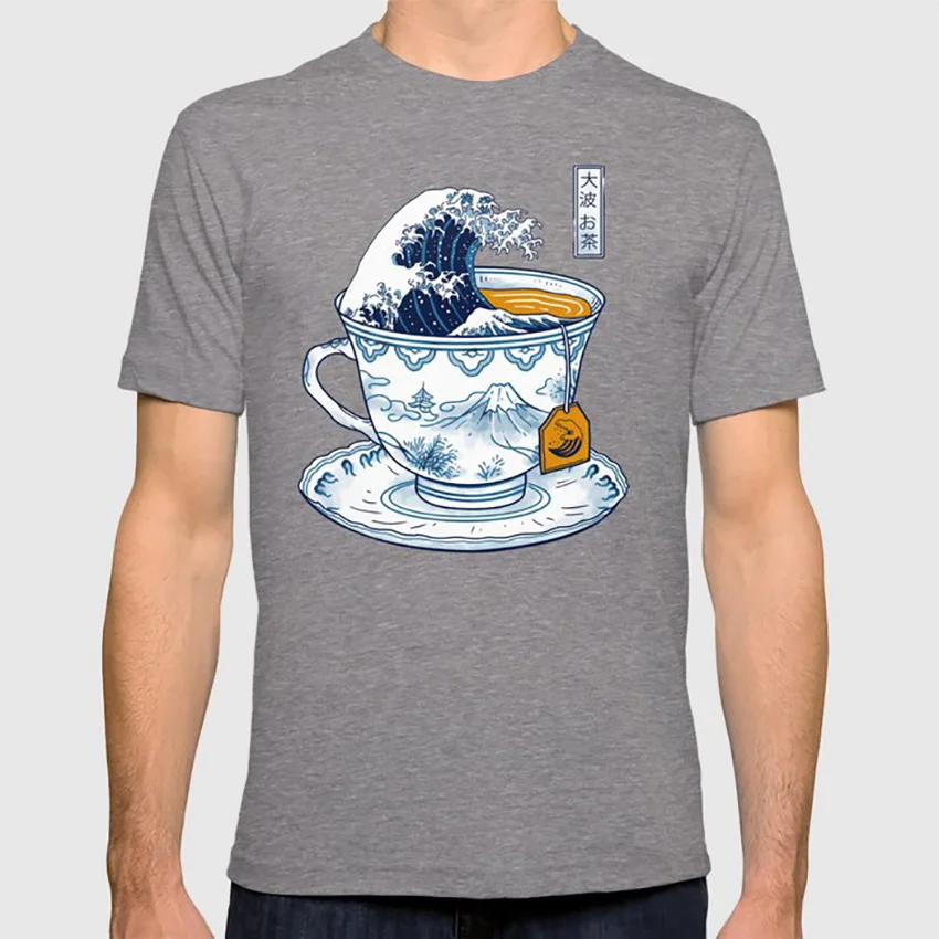 Большая Kanagawa футболка чай тройник Милая японская Японская чаша для чая напитки горячий чай