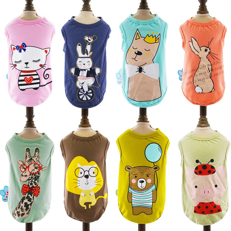 

Summer Pet Cat Dog Clothes for Small Dogs Chihuahua Pug T-shirt Vest Cotton Puppy Dog Shirts Cartoon Pets Costumes Clothing