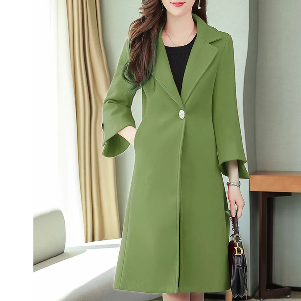 Women Autumn Winter Woollen Coat Long Sleeve Turn-Down Collar Oversize Blazer Outwear Jacket Elegant Overcoats Loose Plus Siz#g4