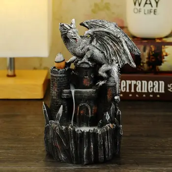 

Resin Dragon Incense Burner for Smoke Backflow Like Water Streaming Down Art Craft Furnace Home Decor + 10pcs Incense Cones