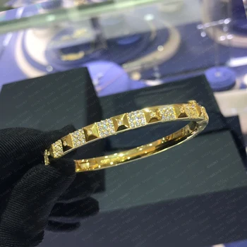 

GODKI Luxury Brand Gold Color Bangle Cubic Zirconia Rivet Cuff Chimes Bracelet for Women Fashion Jewelry Gift