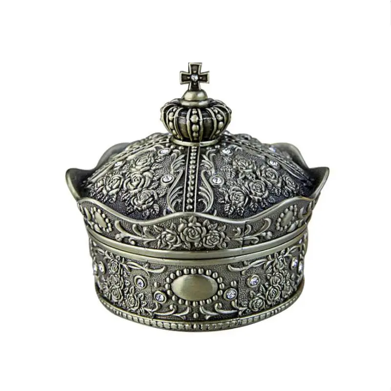 Металлическая шкатулка для украшений Crown Z094B бронзовая и древняя Оловянная