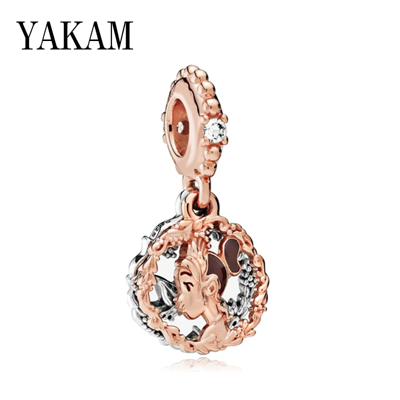 

Princess Tiana Pendant Fit Original Pandora Charms Bracelet Rose Gold Charm Crystal Beads for Women Jewelry Making Accessories