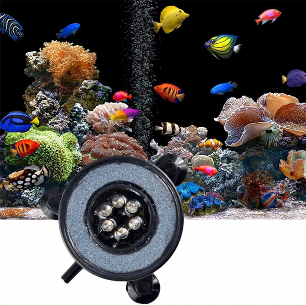 Gas Disc Waterproof LED Light Multi Color Fish Tank Lamp QP-50 Mini Aquarium Lights Bubble Aeration Disc 1.2W