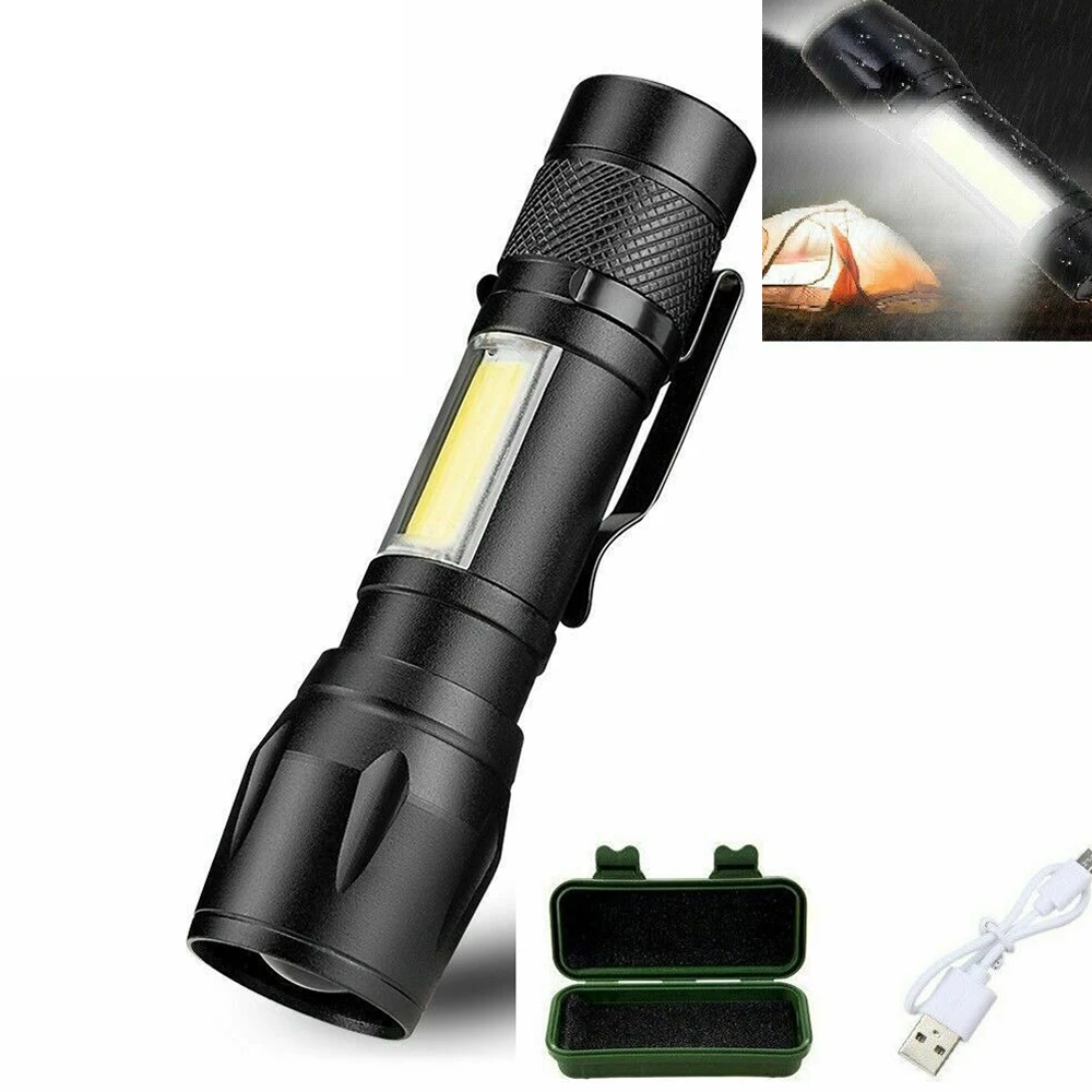 Из алюминиевого сплава для улицы COB USB Перезаряжаемый Zoom-able светодиодный фонарик CampingTorch лампа