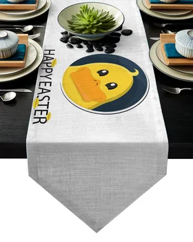 

Happy Easter Duck Cartoon Table Runner Table Flag Home Party Decorative Tablecloth Table Runners