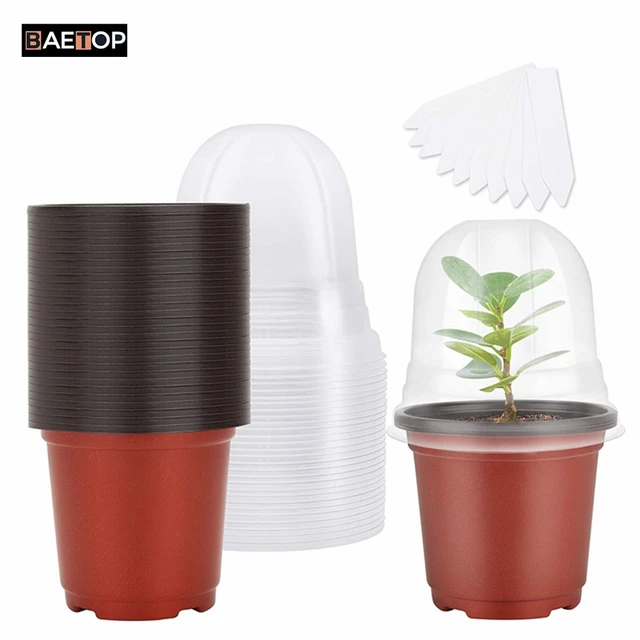 10/30/50 Csomagolnak Növényi Óvodai Edények Vetőmag -Kiinduló Tálcák Páratartalom Kupola Címkék 10 Cm Puha Átlátszó Műanyag Kertészet