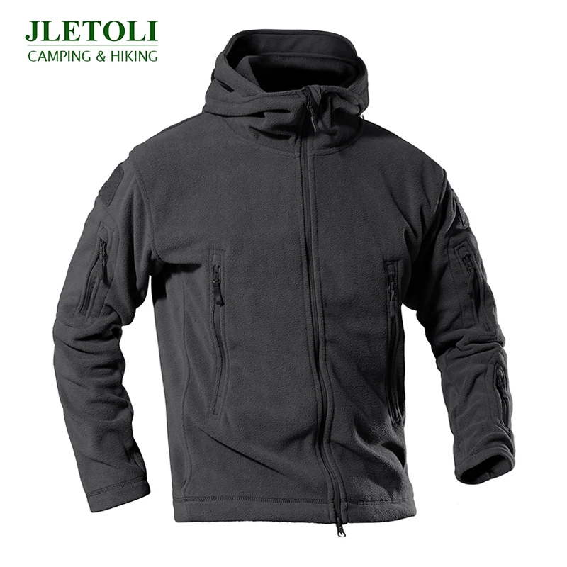 

JLETOLI Military Tactical Outdoor Soft Shell Fleece Jacket Men Army Sportswear Thermal Sport Hooded Jackets Hiking Coats