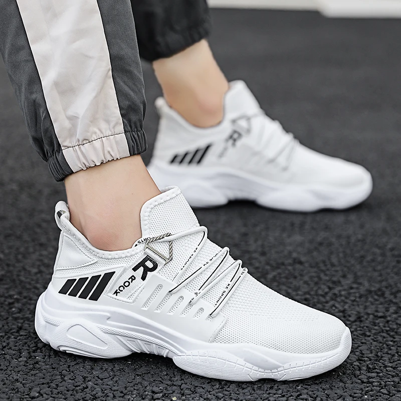 

Autumn and winter white warm comfortable non-slip breathable men's running shoes outdoor walking men's running shoes