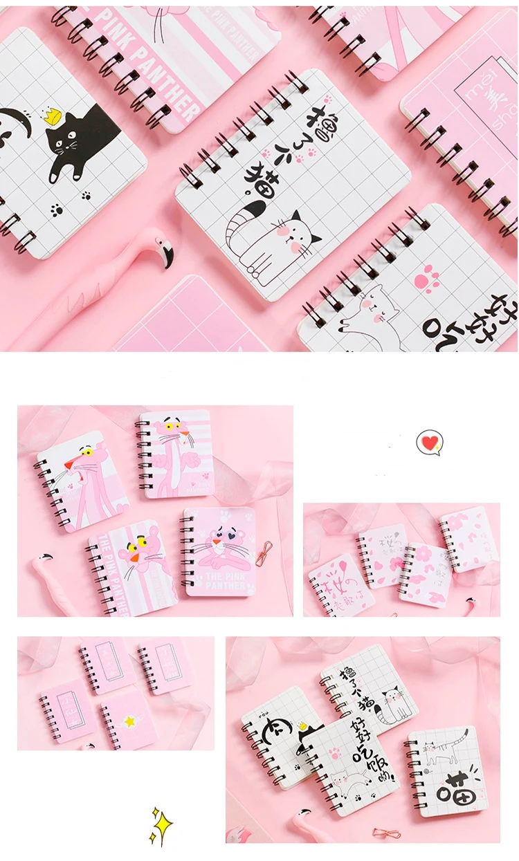 Book Stationery Student Notebook Portable Mini Notebook Cute Small Book Kawaii Pink Panther School Birthday Gift Supplies