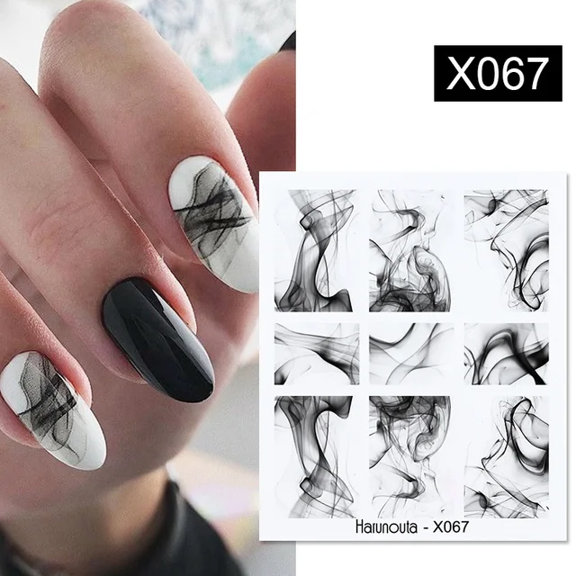 Harunouta Abstract Line Avocado Fruit Leopard Nail Water Sticker Decals Flower Leaves Slider Decoration For Autumn Nail Design X067