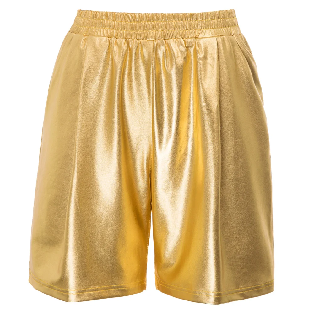 Женские брюки Croppe блестящие шорты с эластичной резинкой на талии вечерние