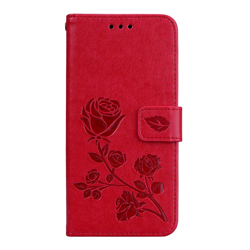 Кожаный чехол-портмоне для samsung Glalxy S10 Lite S9 S8 A6 A8 плюс J4 J6 S3 S4 S5 S6 S7 Edge чехол с откидной крышкой с тиснением с цветочным узором - Цвет: Red