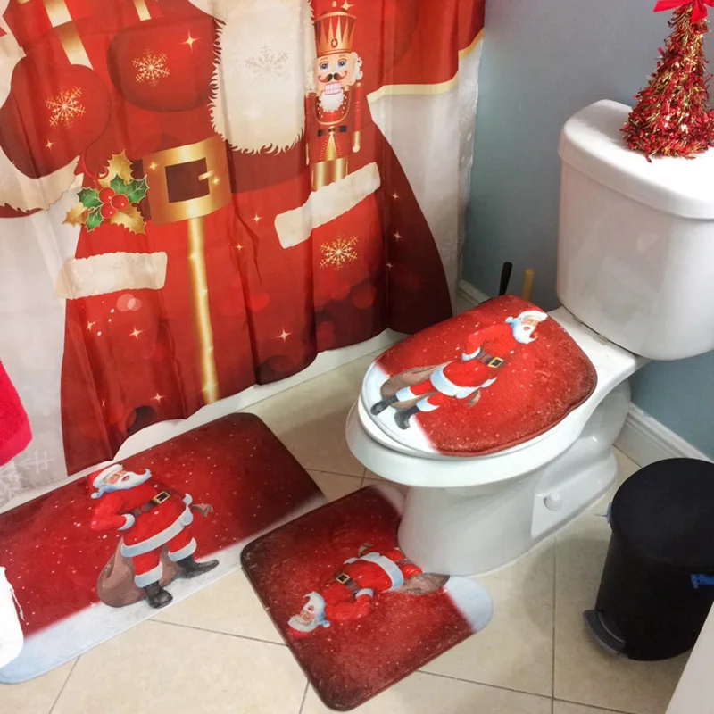 

Christmas Toilet Seat Cover Merry Christmas Decorations For Bathroom Santa Claus Bathroom Set 2019 Navidad Decor New Year 2020