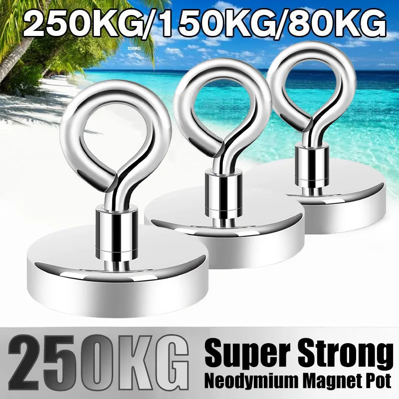 Super Strong Neodymium Magnet Pot Fishing Salvage Magnets Round Powerful Magnetic Hook Sea Searcher | Обустройство дома
