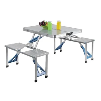 

Outdoor aluminum alloy folding table and chair portable integrated table and chair advertising picnic folding table