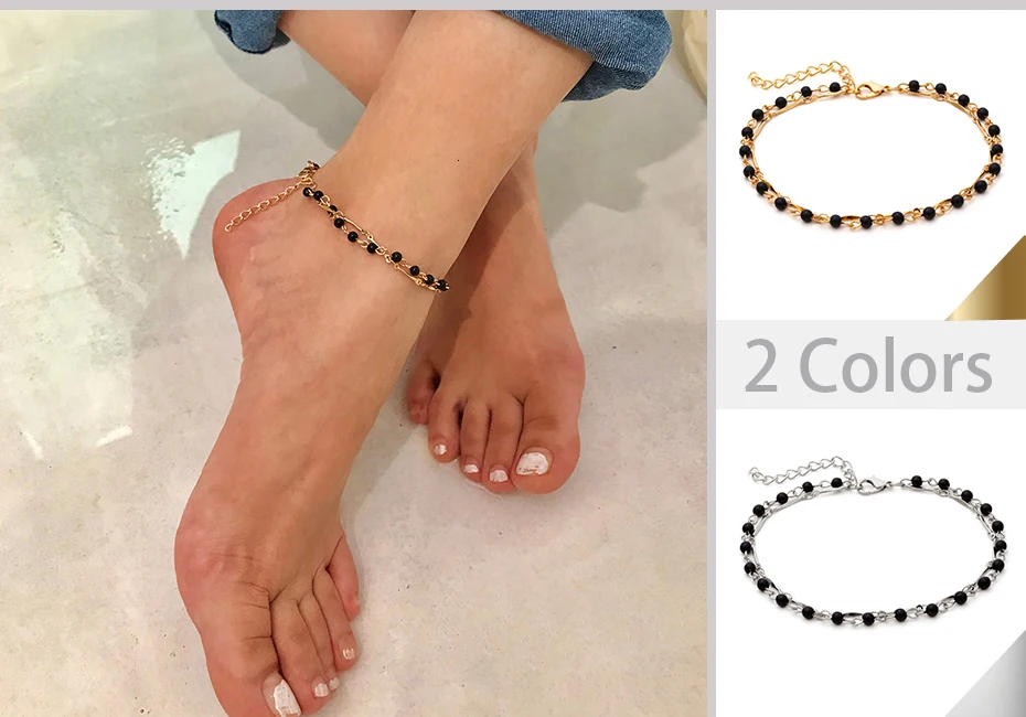 SHIXIN модный очаровательный простой многослойный браслет на ногу с маленькими бусинами, модные украшения на лодыжке для женщин, женская цепочка на ногу в стиле бохо