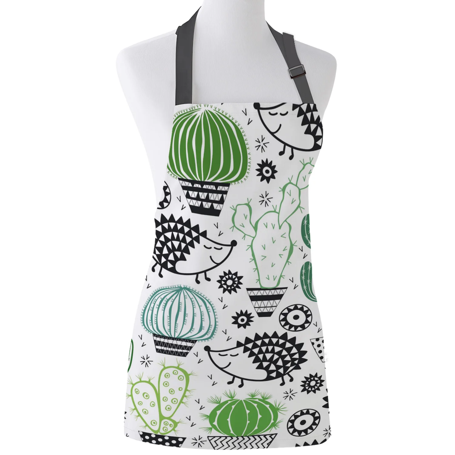 Tophome Kitchen Apron Hedgehog And Cactus Cartoon Adjustable Sleeveless Canvas Aprons for Men Women Kids Home Cleaning Tools | Дом и сад