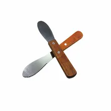 500 шт., нержавеющая сталь, распорка столовых приборов, нож для масла, шпатель, скребок, инструмент для завтрака, деревянная ручка NO235