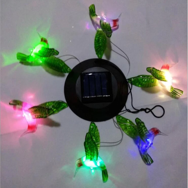 Wind Chimes Color Changing LED Solar Lamp Home Garden Solar Decor Outdoor Party Hummingbird Hanging Decoration Lamp