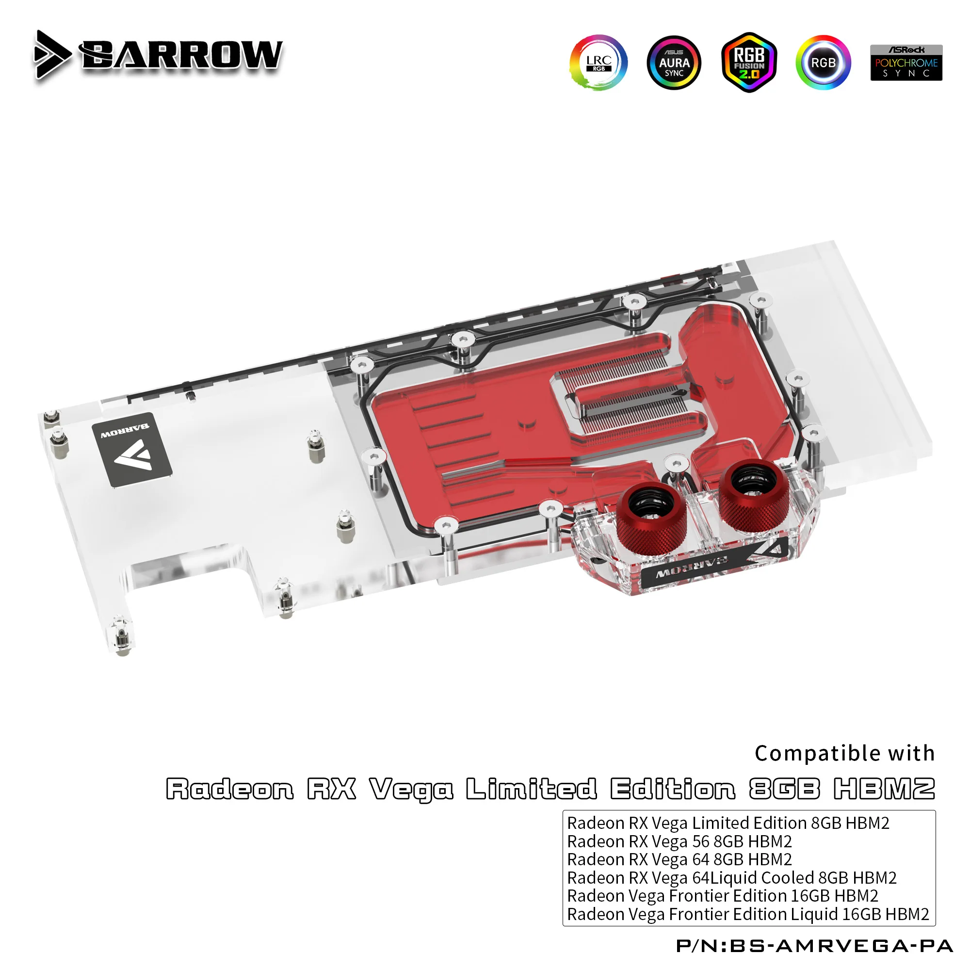 BARROW Full Cover Graphics Card Block use for AMD Radeon RX VEGA 64 / Public Version VEGA 56 Frontier GPU Radiator Copper Block