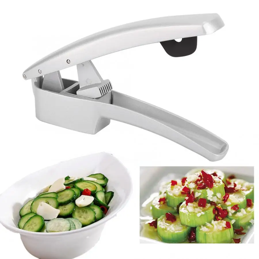

2 in 1 Function Stainless Steel Home Kitchen Manual Garlic Press Squeezer Crusher Slicing Vegetable Cooking Tools Accessories