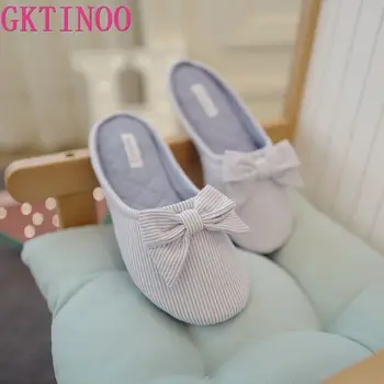 

Cute BowTie Floor Slippers Shoes Women Non-Slip Shoes Breathable Home House Indoor Slippers Bedroom Spring Autumn
