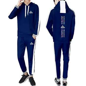 

New casual hoodie men's spring autumn brand CCHT color letter printing men's fashion hooded stitching sports two-piece suit