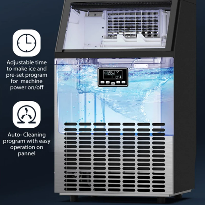 68KG Ice Maker Commercial 100lbs/24H Ice Maker Machine, Stainless Steel Under Counter ice Machine with 33lbs Storage