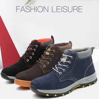 

Shoes Men Safety Shoes Steel Toe Safty Work Sneakers Steel Mid-plate Ankle Anti-smashing Wilderness Survival Men Boots Sneakers