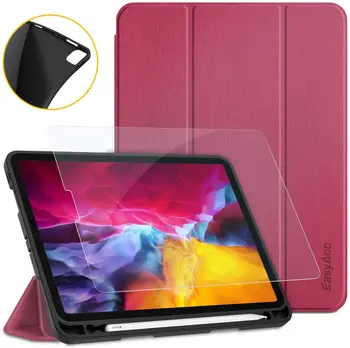 

EasyAcc Case for iPad Pro 11 with Pencil Holder Tempered Glass Ultra Thin Case with Stand Auto Sleep/Wake Function PU Leather