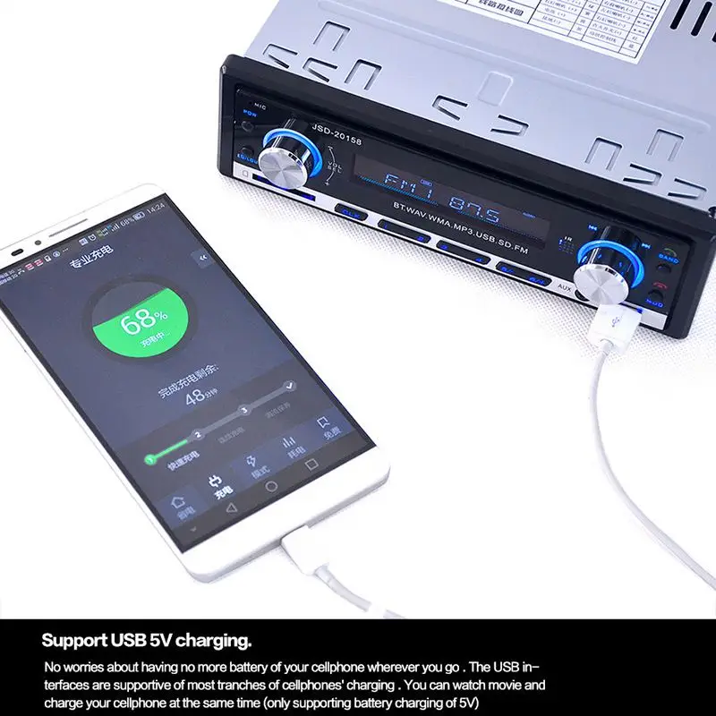 Автомагнитола usb Bluetooth V2.0 автомобильный стерео аудио в-тире fm-приемник Aux вход приемник usb MP3 MMC WMA авто радио