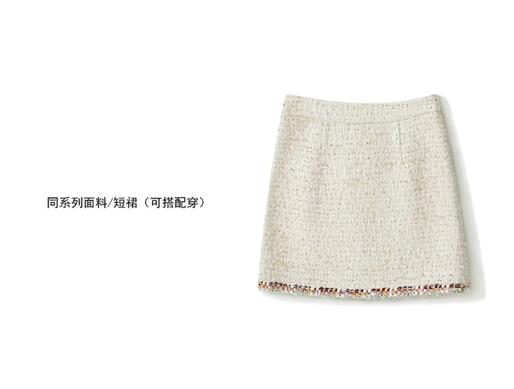 Женская обувь высокого качества с люрексом шерстяное короткое пальто из твида с кнопки смешанного цвета крученая вязка Куртки элегантное пальто на осень-зиму y515