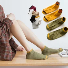 8 пар коротких носков в студенческом стиле новые весенние женские хлопковые носки красивые женские повседневные Мягкие однотонные носки