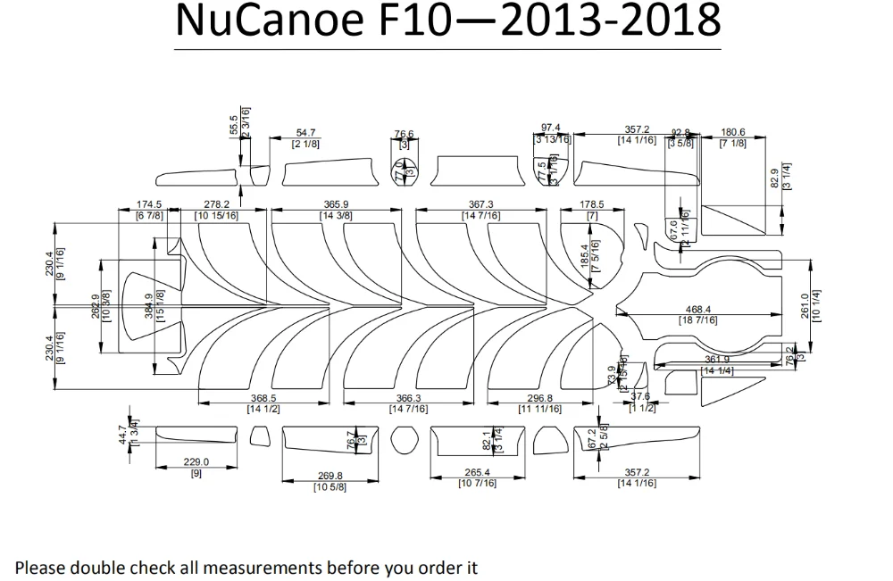 2013- NuCanoe F10 Каяк Лодка EVA настил КОВРИКИ НАБОР 1/4"