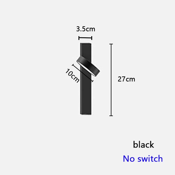 Светодиодный настенный светильник с переключателем регулируемые 3 видов цветовая температура белого и черного цвета бра для спальни гостиной светодиодный настенный светильник - Цвет абажура: black-no switch