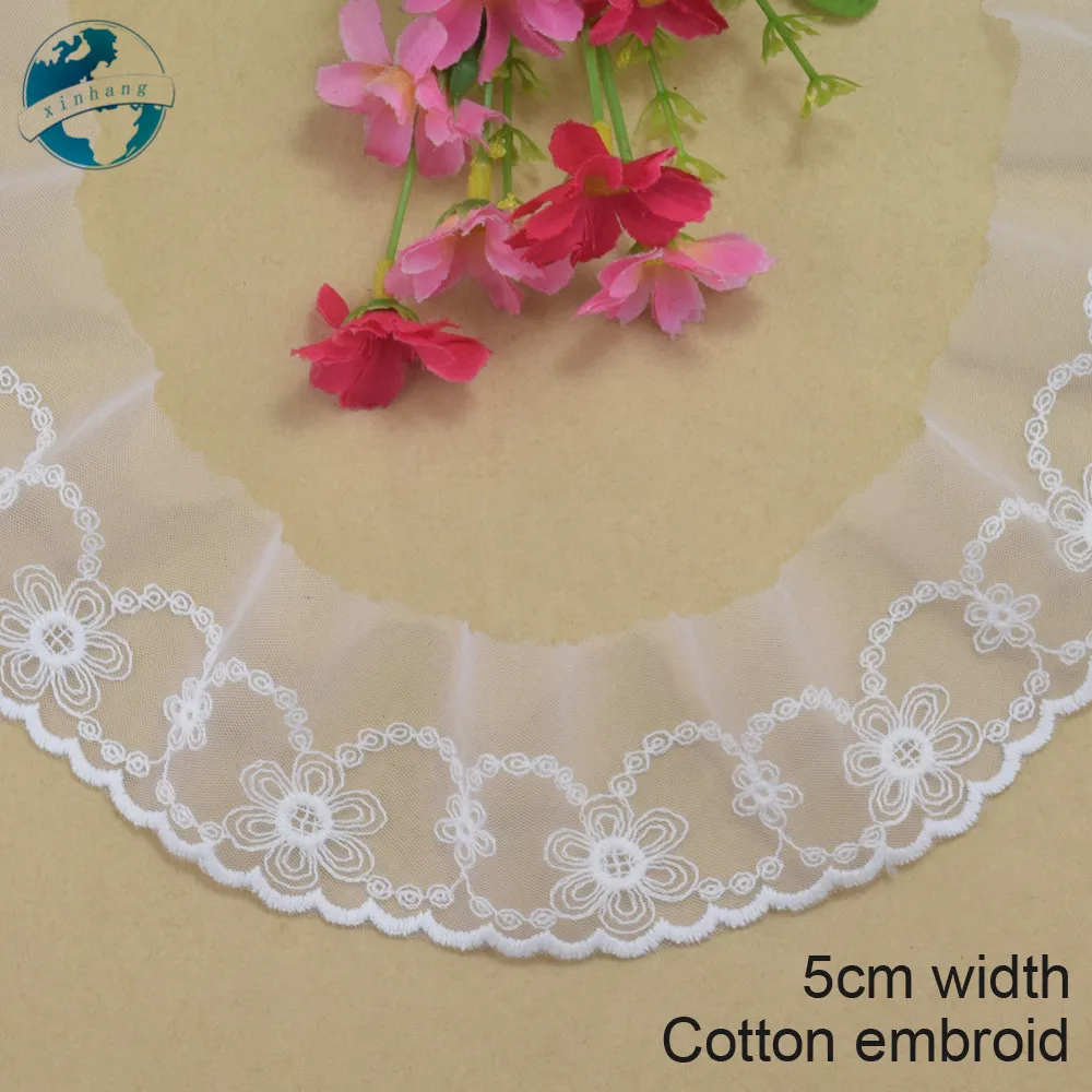 5 см ширина белая кружевная хлопковая вышивка кружево французская лента ткань