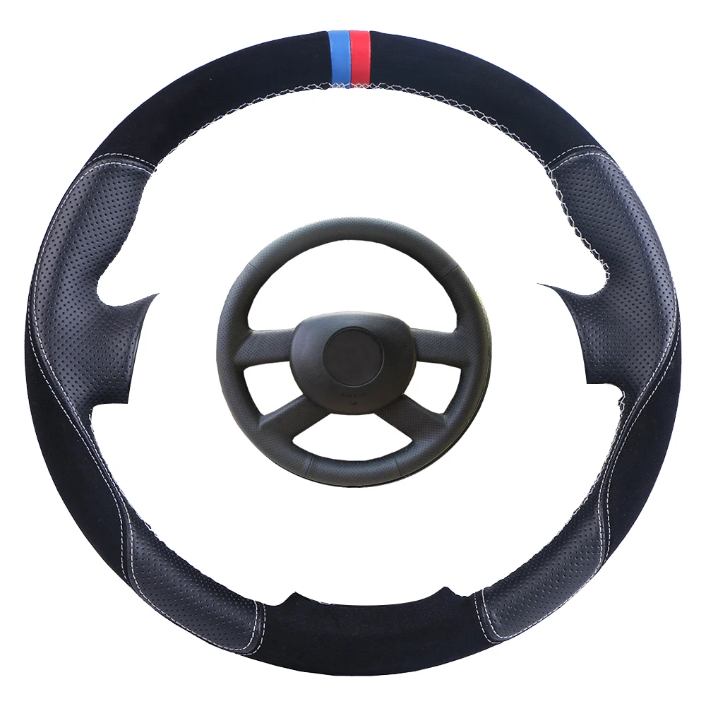 Diy черный кожаный чехол на руль ручной работы для Volkswagen Vw Polo 2003-2006