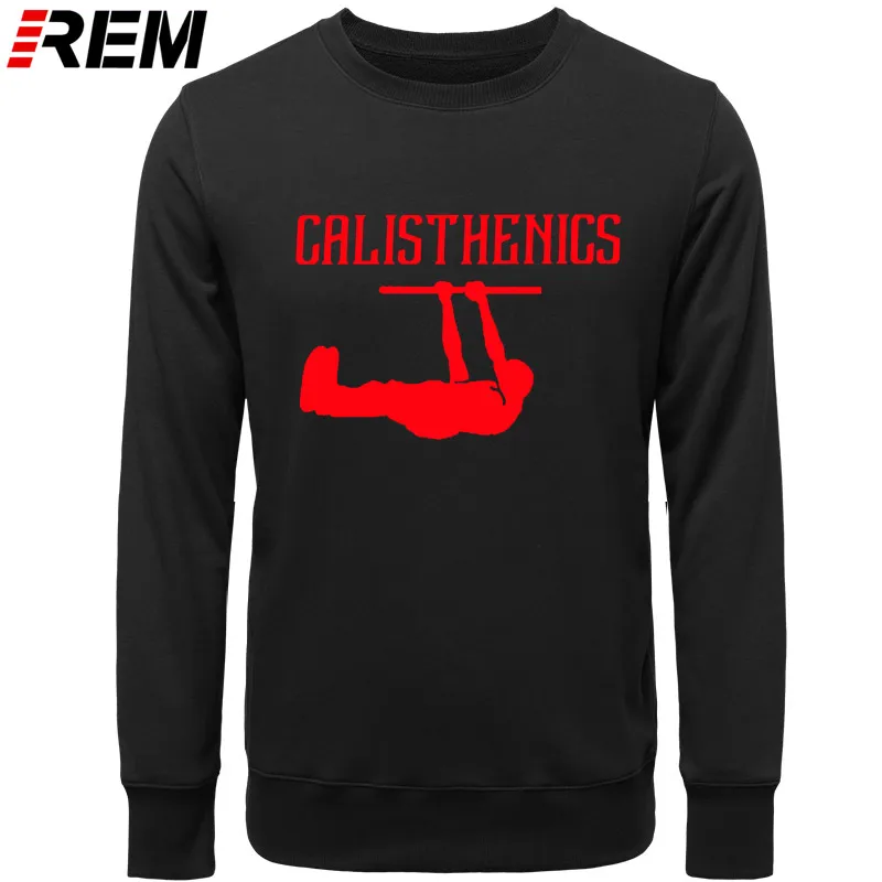 Худи rem Calisthenics, Лучшие Спортивные мужские хлопковые модные забавные толстовки с длинным рукавом и большим принтом, толстовки - Цвет: BLACK RED