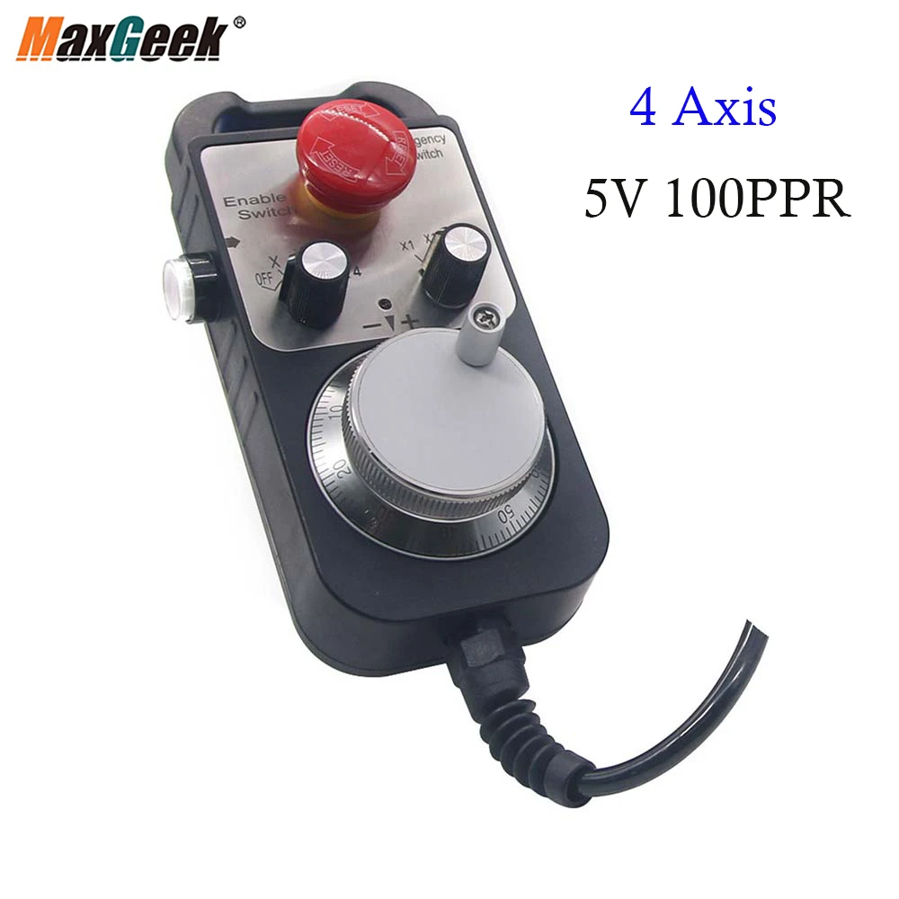 

Maxgeek New Universal 5V 100PPR CNC 4 Axis MPG Pendant Handwheel Emergency Stop For Siemens Pou Yuen Higerman,HANUC,GSK