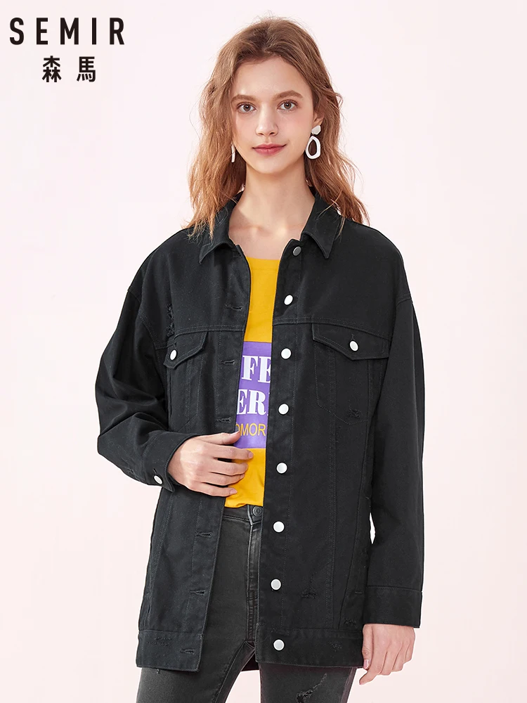 Куртка Semir женская с вышивкой свободный хлопковый пиджак лацканами в Корейском