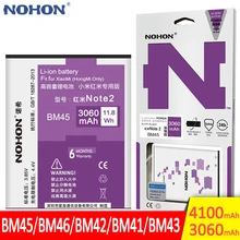 NOHON Батарея BM45 BM46 BN41 BN43 BM42 для Xiaomi Redmi Note 2 3 4 4X Bateria Hongmi Note2 Note3 Замена полимерные батареи