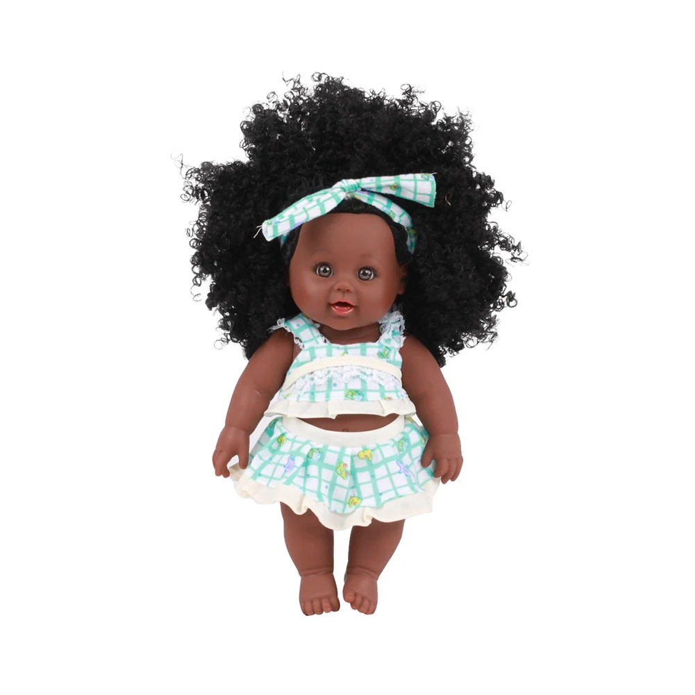 African American Reborn Simulation Black Full Enamel Baby Doll Toddler Toys Cute Soft Lifelike Newborn Baby Play House Doll Girl
