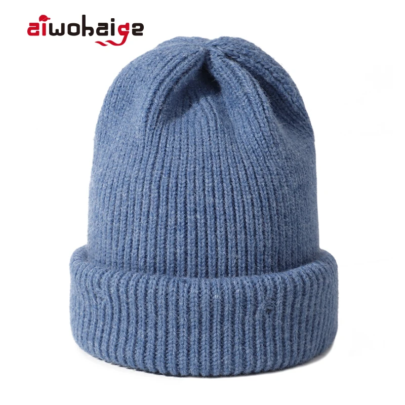 

New Solid Color Wool Knit Beanie Women Warm Winter Hat Simple Korean Style Soft Cap Ladies Elegant All-match Beanie Casual Gorro
