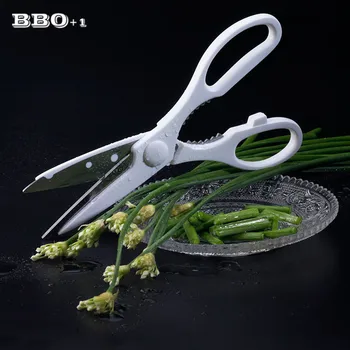 

Kitchen Scissors Stainless Steel Household Scissors white PP Handle Multi Nutcracker Bottle opener Bone Cutter Kitchen Tools