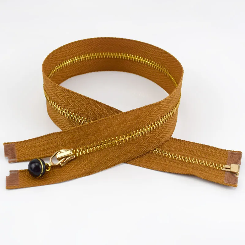 Brown-black 60 см 3# открытый конец застежки-молнии для шитья жемчужный слайдер съемник украшения Металлические молнии Одежда молния DIY ремесло аксессуары для шитья ZA044 - Цвет: Brown-black